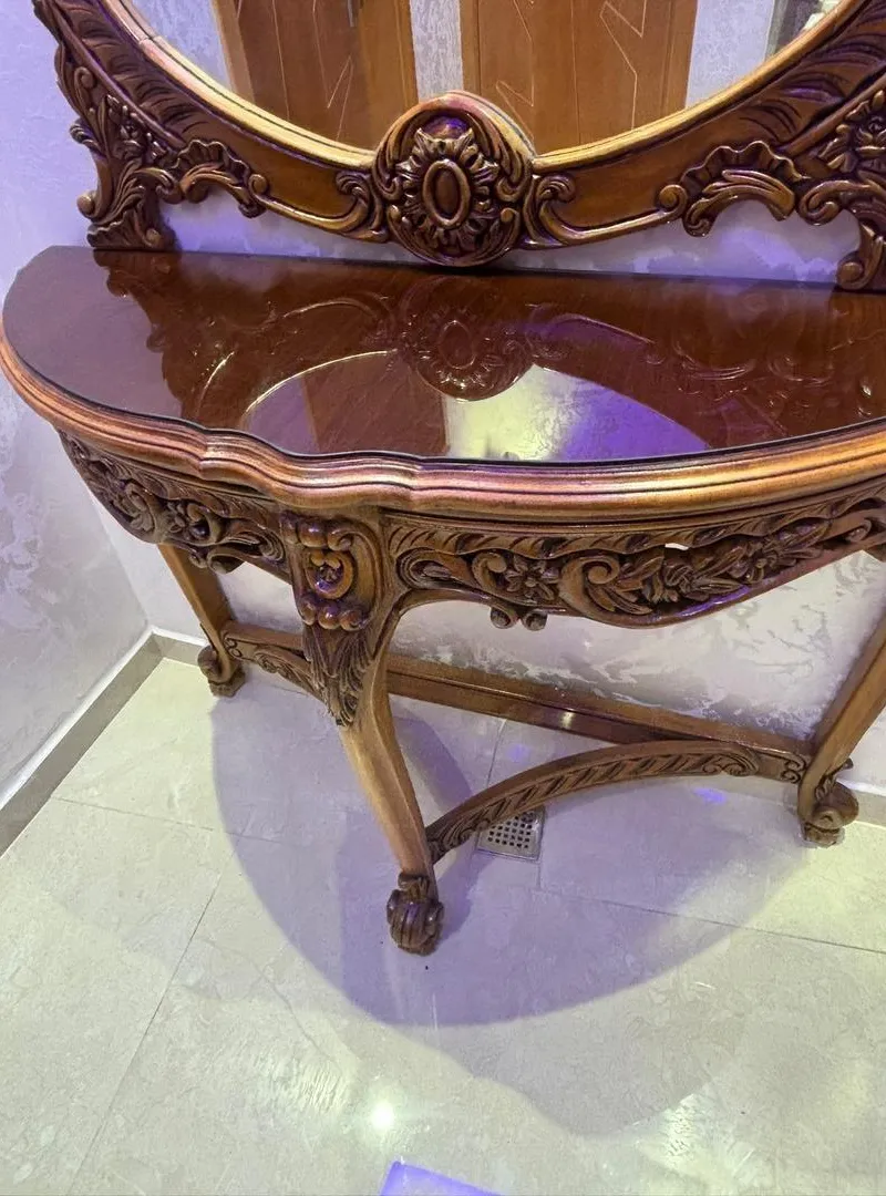 CONSOLE ET MIROIR EN BOIS