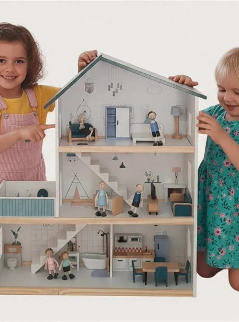 Maison de poupées en bois pour enfants