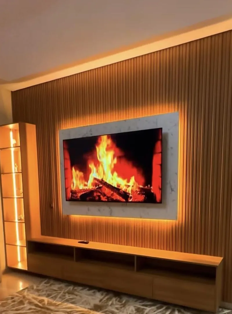 Bardage mural et meuble TV