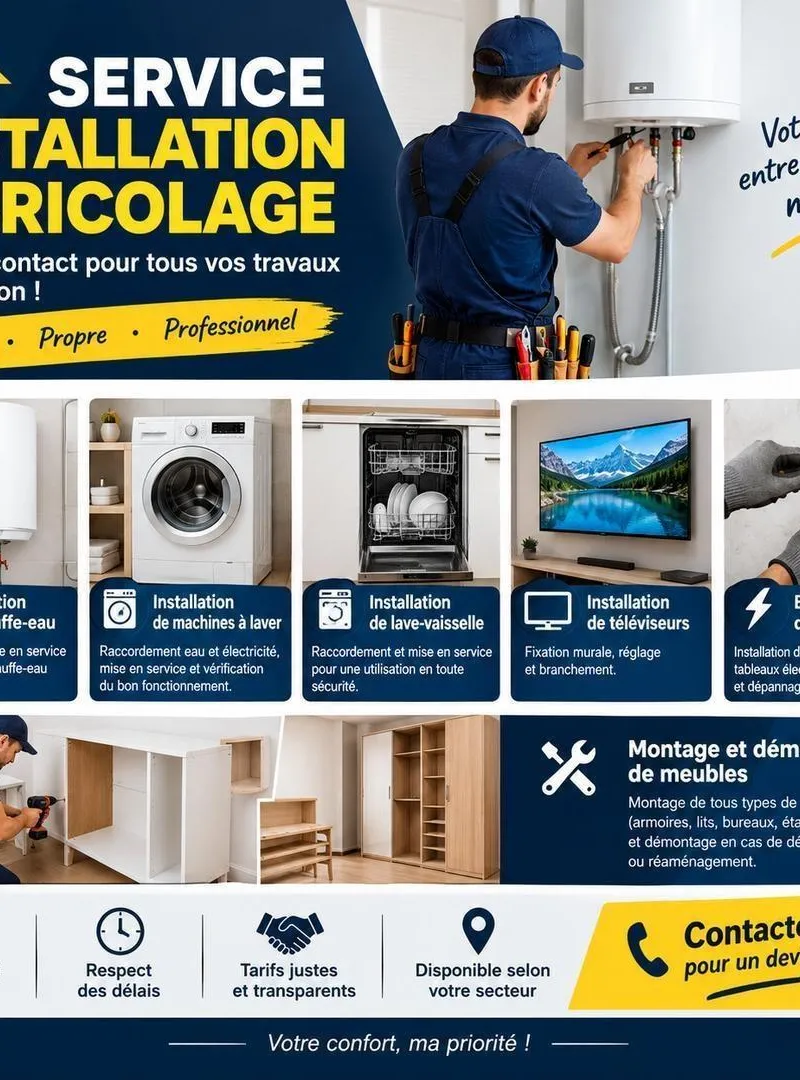 🔧 SERVICE D’INSTALLATION ET BRICOLAGE À DOMICILE 🏠