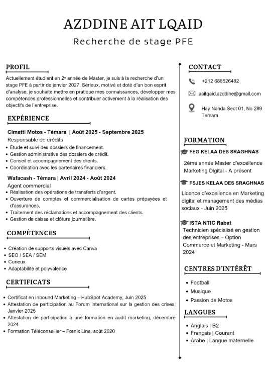 A la recherche d'un stage pfe en marketing