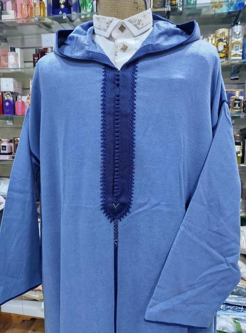 Djellaba homme enveloppante, 4 fil, avec poches