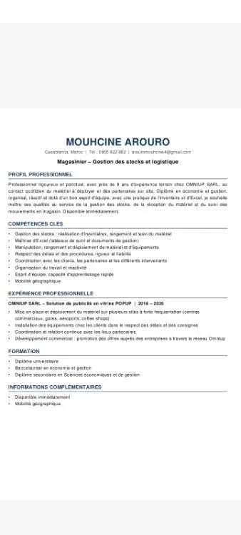Magasinier – Gestion des stocks et logistique